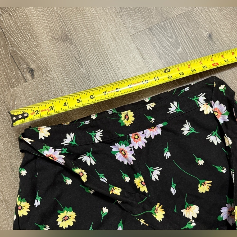 NWOT LOFT BLACK FLORAL LINEN BLEND WIDE LEG PANTS Fairy Country Prairie Medium - Picture 4 of 8
